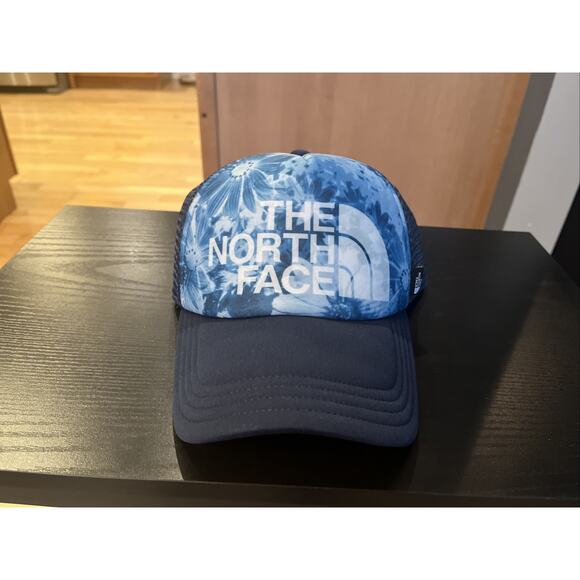 NWT The North Face Snapback Stitch Trucker Hat Cap - Blue & Black One Size - Picture 1 of 5
